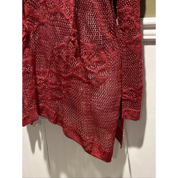 Inc International Concepts Top Womens M Red Mesh Asymmetrical Crochet Cover Up - Picture 4 of 7